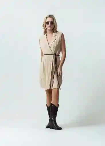 Vestido Lady Mujer Beige Albarizo Medio Talla S 572G301 Naf Naf