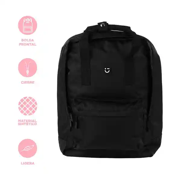 Maleta Escolar Rectangular Con Asa Negro Serie Miniso