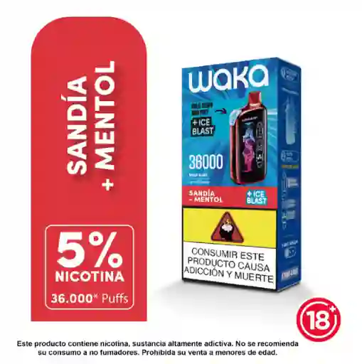 Waka Vapeador Blast Sandía + Mentol 5% 36000 Puff
