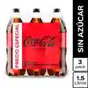 Gaseosa Coca-Cola ZERO 1.5L x 3 Unds
