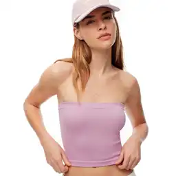 Camiseta Tipo Strapless en Seamles Femenino Luwi Crop Top Gef