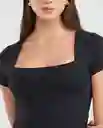 Essential Squareneck Top Negro Sombrío Ultraoscuro Talla Xs Mujer Chevignon