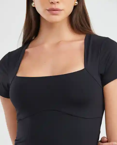 Essential Squareneck Top Negro Sombrío Ultraoscuro Talla Xs Mujer Chevignon