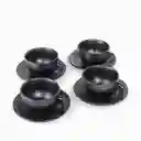 Ambiente Gourmet Set Pocillo y Plato Negro Mate Capacidad 260 mL