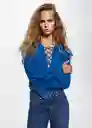 Blusa Vampire Azul Talla M Mujer Mango