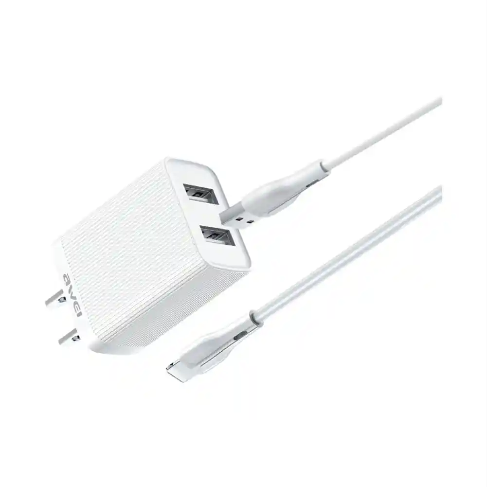 Adaptador Cargador Awei Con Cable C15t-us 1w Blanco