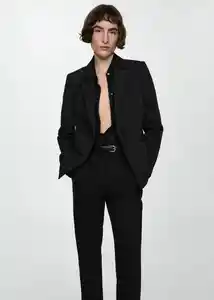 Blazer Americana Boreal Negro Talla 36 Mujer Mango
