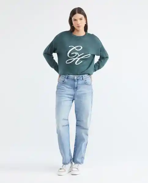 Sueter Logo Verde Galloway Ultraoscuro Talla L Mujer Chevignon