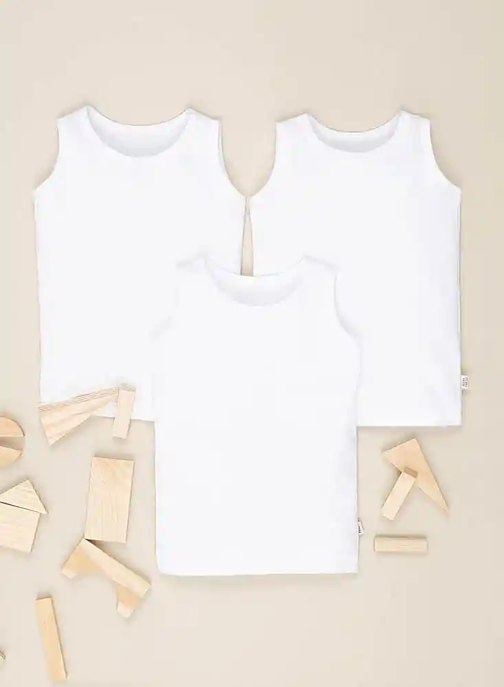 Camiseta Interior Bebe Niña X3 3/6 Meses-blanco900