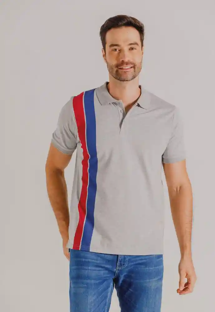 Camiseta Polo Rayas M-gris