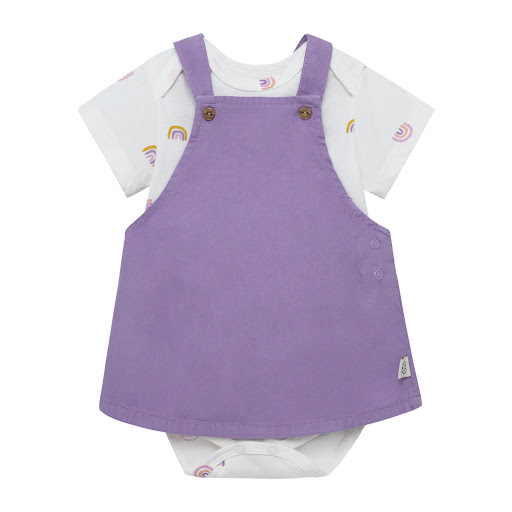 Conjunto Offcorssjardinera y Body Manga Larga Morado Talla