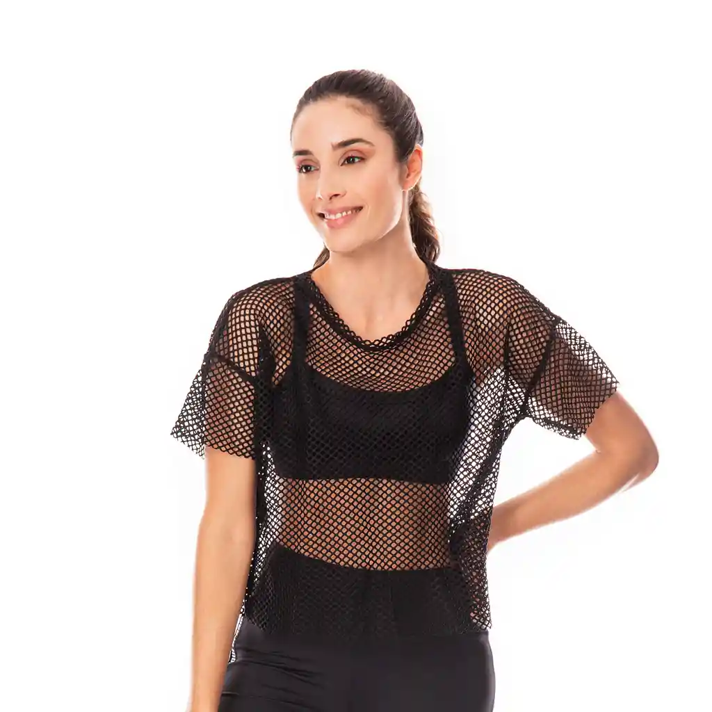 Camiseta Poliéster Mujer Negro Fondo M 66143 Talla M