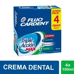 Fluocardent Crema Dental Triple Acción Max Menta 