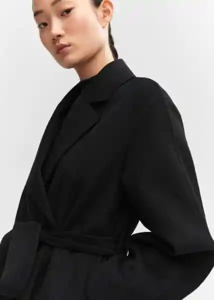 Abrigo Batín Negro Talla XL Mujer Mango