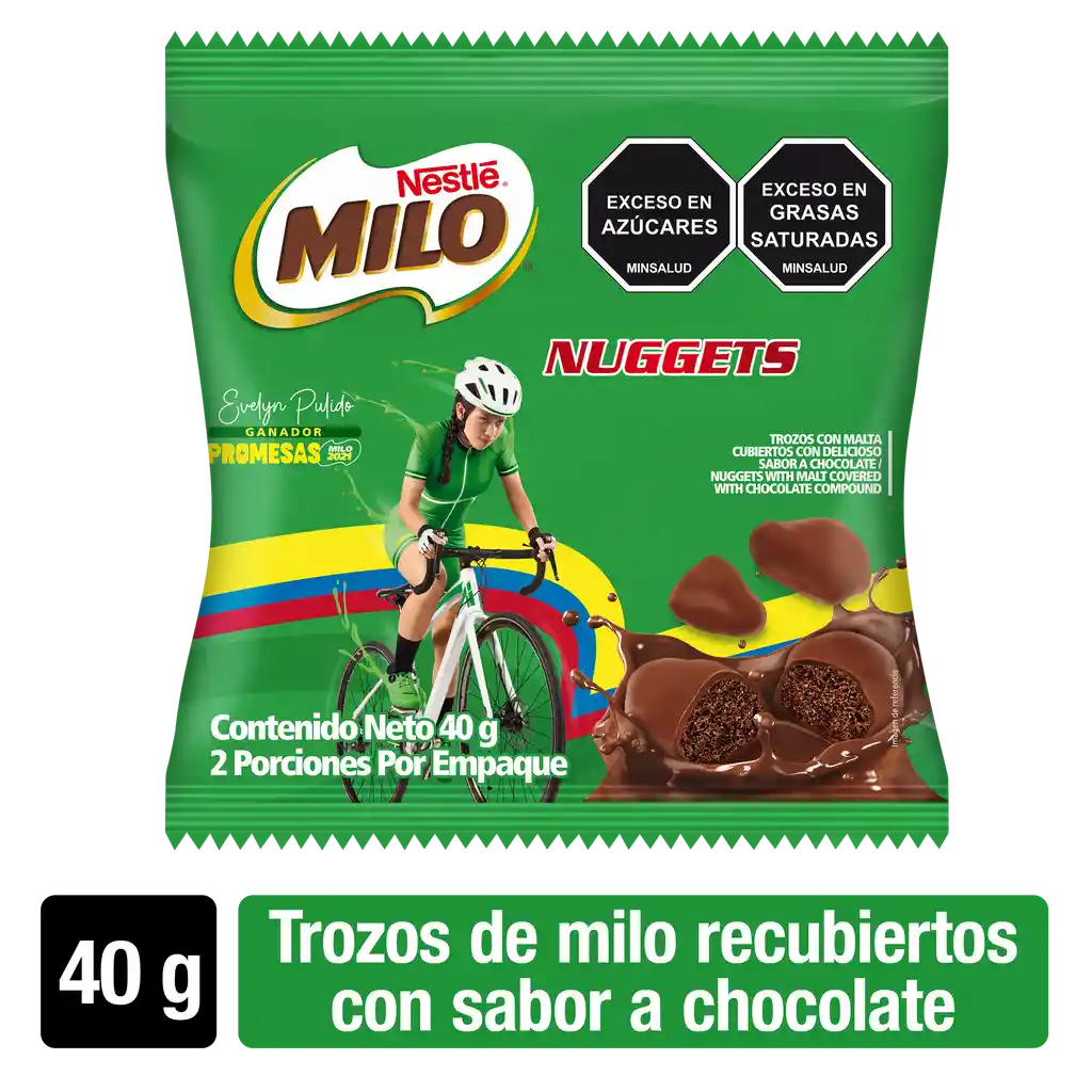 MILO NUGGETS trozos con malta cubiertos sabor chocolate x 40g