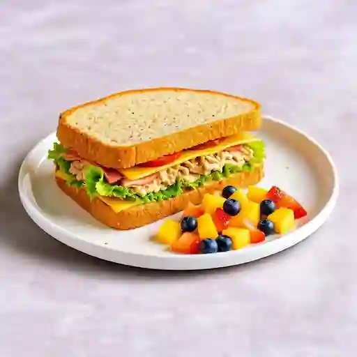 Sandwich Pan Tajado Porcion De Fruta