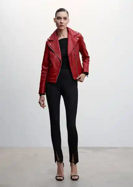 Chaqueta Cazadora Perfecto Burdeos Talla 27 Mujer Mango