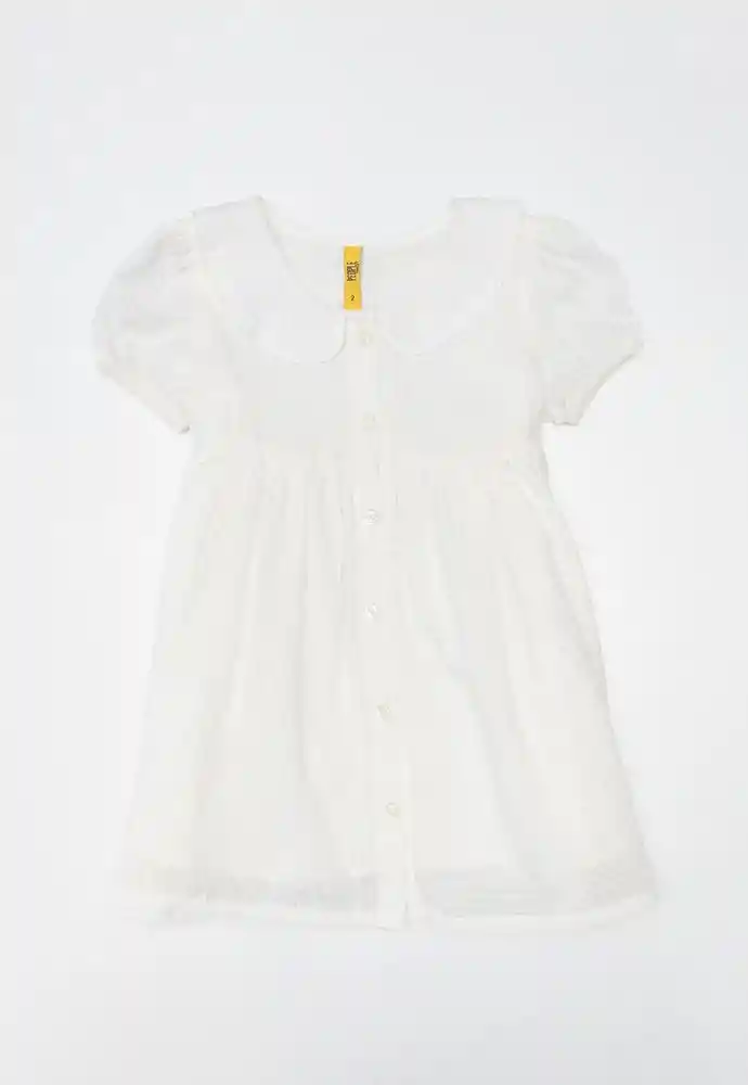 Vestido Manga Corta 6/9 Meses-ivory