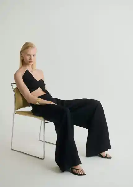 Pantalón Danielle Negro Talla 36 Mujer Mango