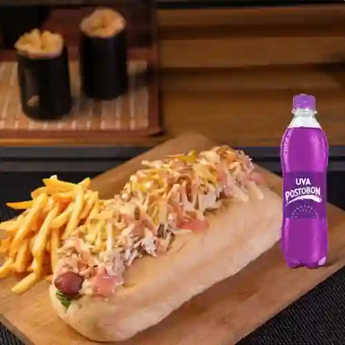 Perro Sencillo + Papas y Bebida