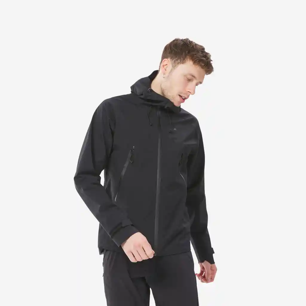 Chaqueta Impermeable de Senderismo Liviana Para Hombre Quechua Mh500 - Negro