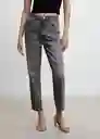 Pantalón Jean Mom 2000 Tejano Gris Oscuro Talla 44 Mujer Mango