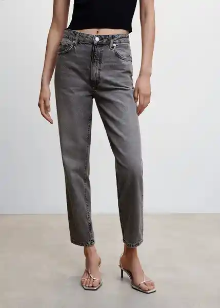 Pantalón Jean Mom 2000 Tejano Gris Oscuro Talla 44 Mujer Mango