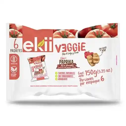 Chips de Lenteja y Tomate Con Sabor a Paprika Dulce Ahumada - Ekii X 6 Uds