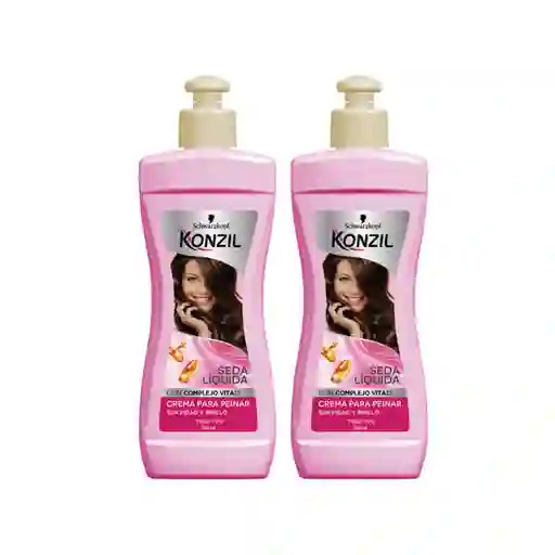 Crema Para Peinar Konzil Suavidad y Brillo Seda Liquida 2X230Ml