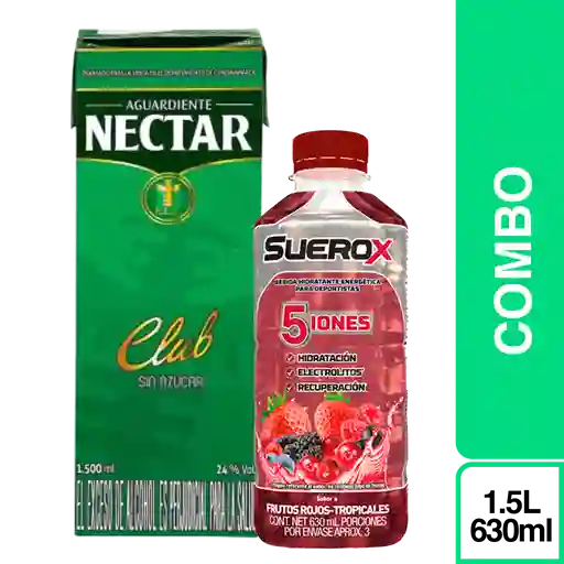 Combo Aguardiente Néctar Sin Azúcar 1.5 L + Suerox Frutos Rojos