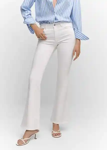 Jean Flare Blanco Talla 46 Mujer Mango