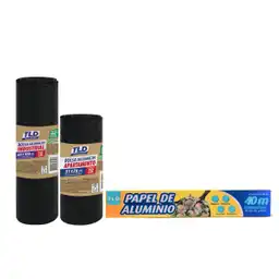 Combo Bolsa Basura 65X100 + Bolsa Basura 51X76 + Papel Aluminio 