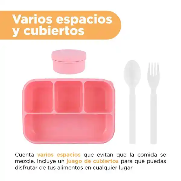 Contenedor Para Alimentos Rosa y Blanco 1300 mL Miniso