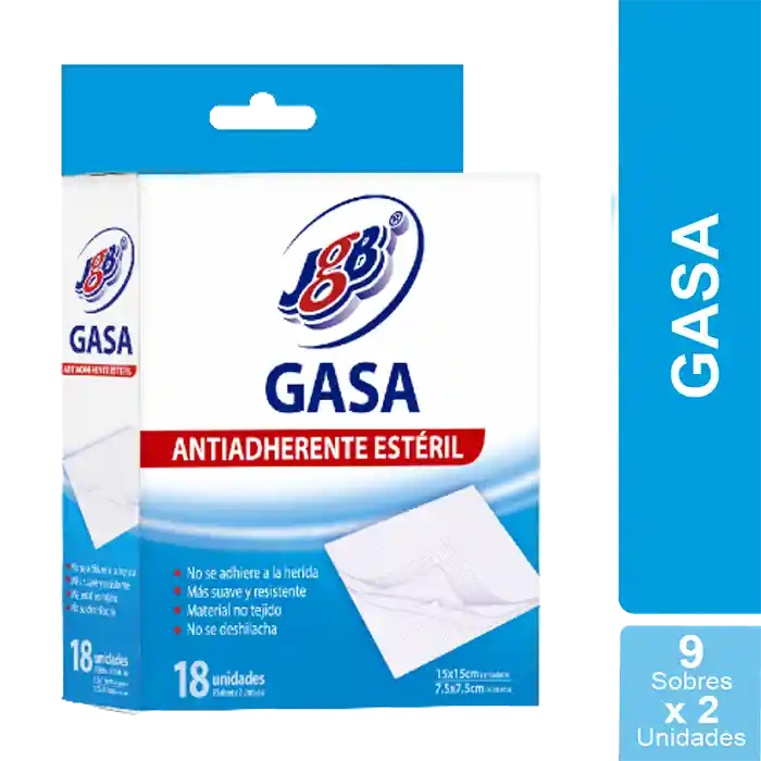 Gasa Estéril JGB 7.5 cm 9 sobres x 2 und