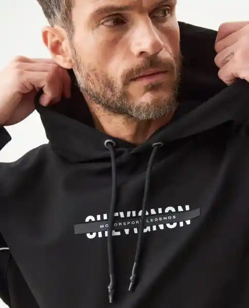 Hoodie Racing Piping Masculino Negro Sombrio Talla L Chevignon