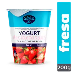 Yogurt Deslactosado Alpina Fresa Vaso 200 g