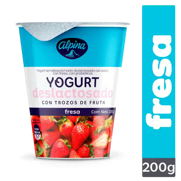 Yogurt Deslactosado Alpina Fresa Vaso 200 g