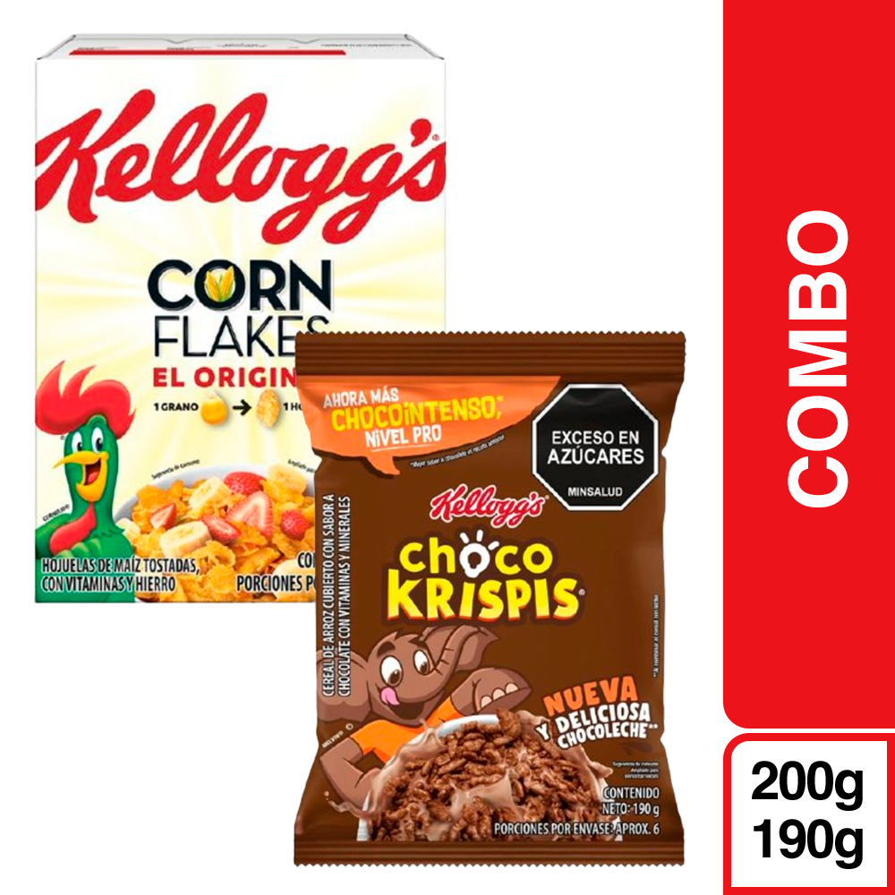 Combo Kelloggs Cereal Choco Krispis 190g + Kelloggs Cereal Corn