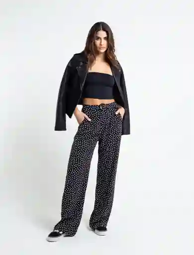 Pantalón Villa Mujer Negro Puro Ultraoscuro Talla 6 Naf Naf