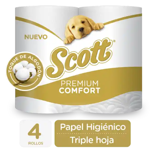 Scott Papel Higiénico Premium Comfort Triple Hoja Rollo