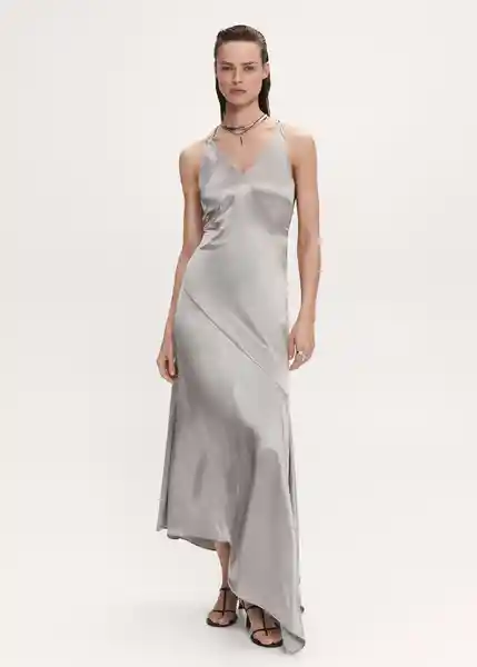 Vestido Ale Plata Talla L Mujer Mango