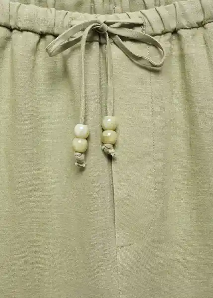 Pantalón Linen Verde Talla L Mujer Mango