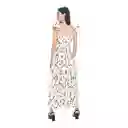 Vestido Floral Liso Beige Talla L