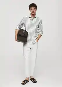 Camisa Rug Verde Talla M Hombre Mango