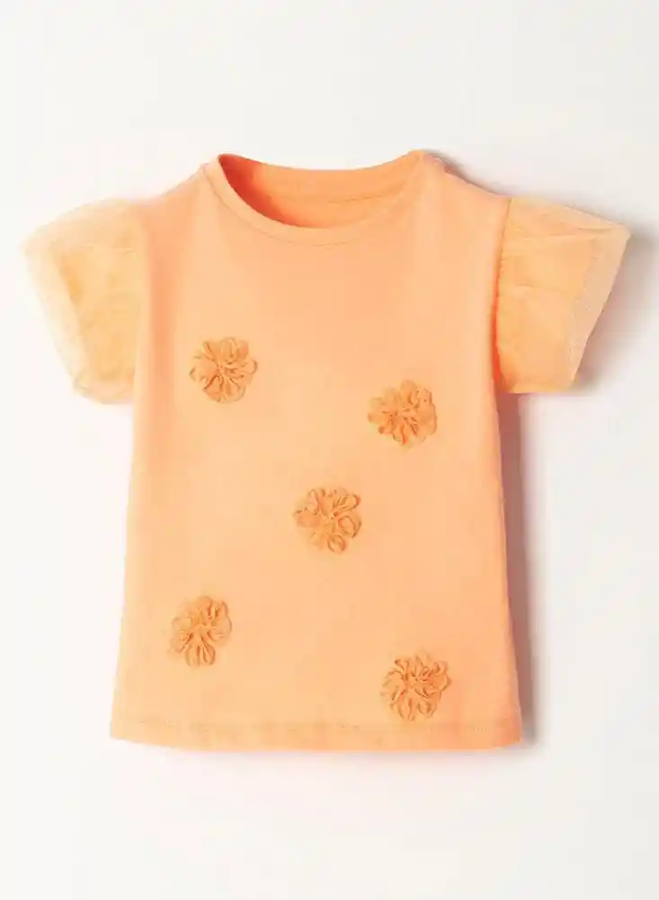 Camiseta Manga Corta 9/12Meses - Naranja1