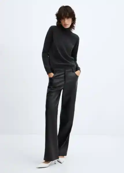 Pantalón High Negro Talla 32 Mujer Mango