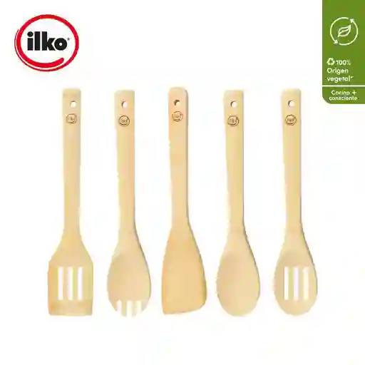 Ilko Set de Utensilios Bambú en Malla