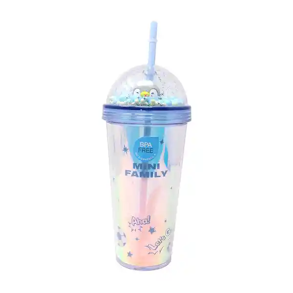 Miniso Vaso de Plastico Con Pitillo Mini Family Sports 420 mL