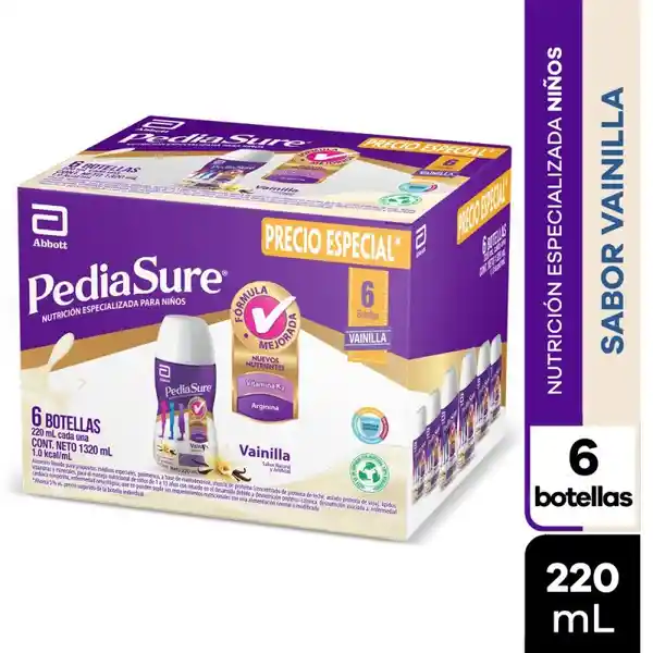 Pediasure Suplemento Líquido Sabor Vainilla 220 mL x 6 Und