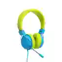 Audífonos Con Micrófono Kids Azul Verde 3.5 mm Mod 23L07 Miniso